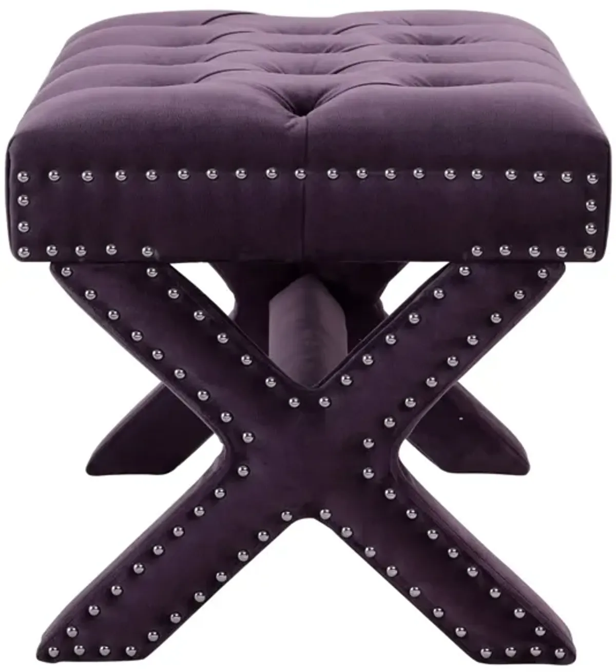 Velvet Tufted Ottoman - Plum