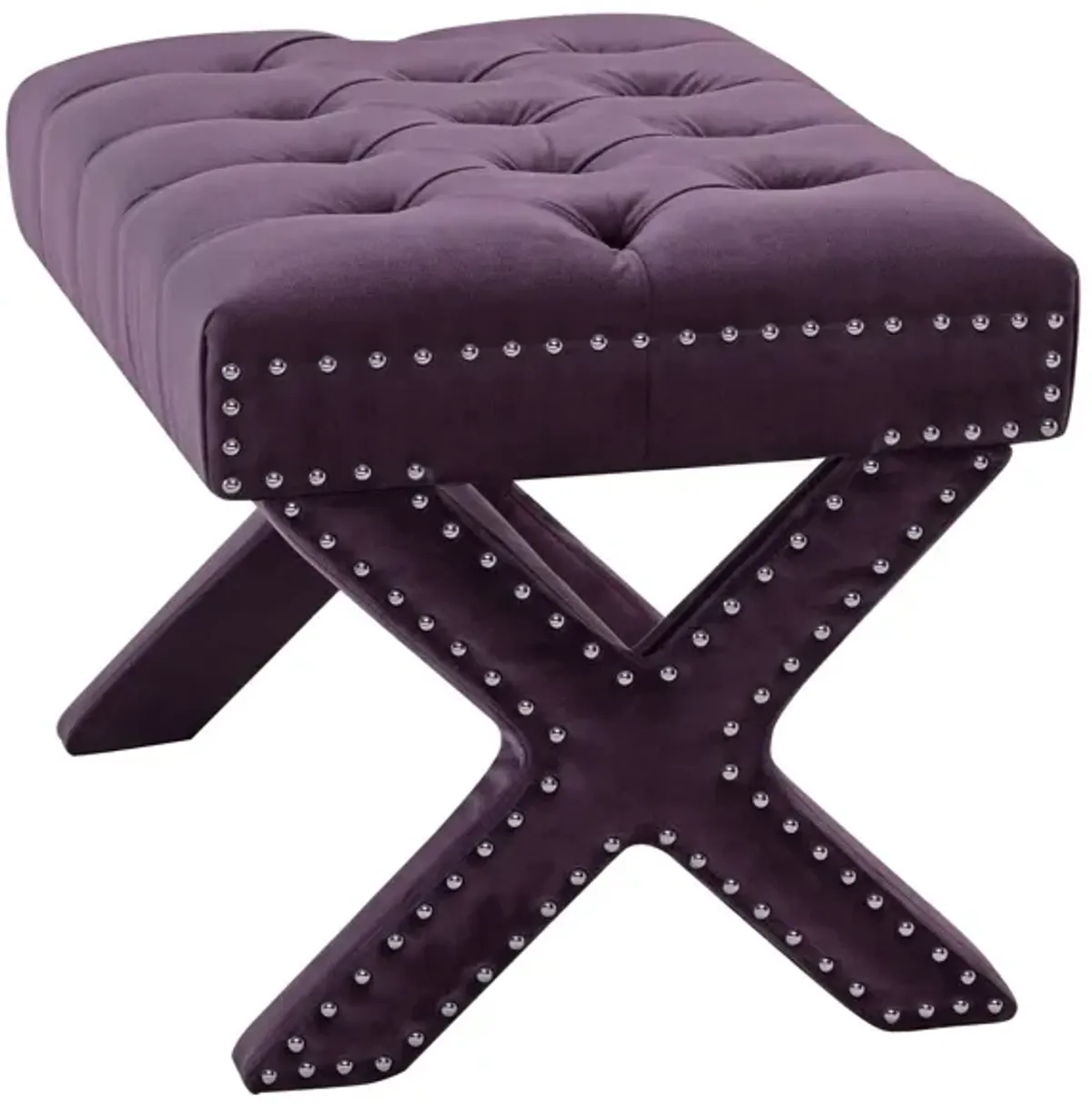 Velvet Tufted Ottoman - Plum