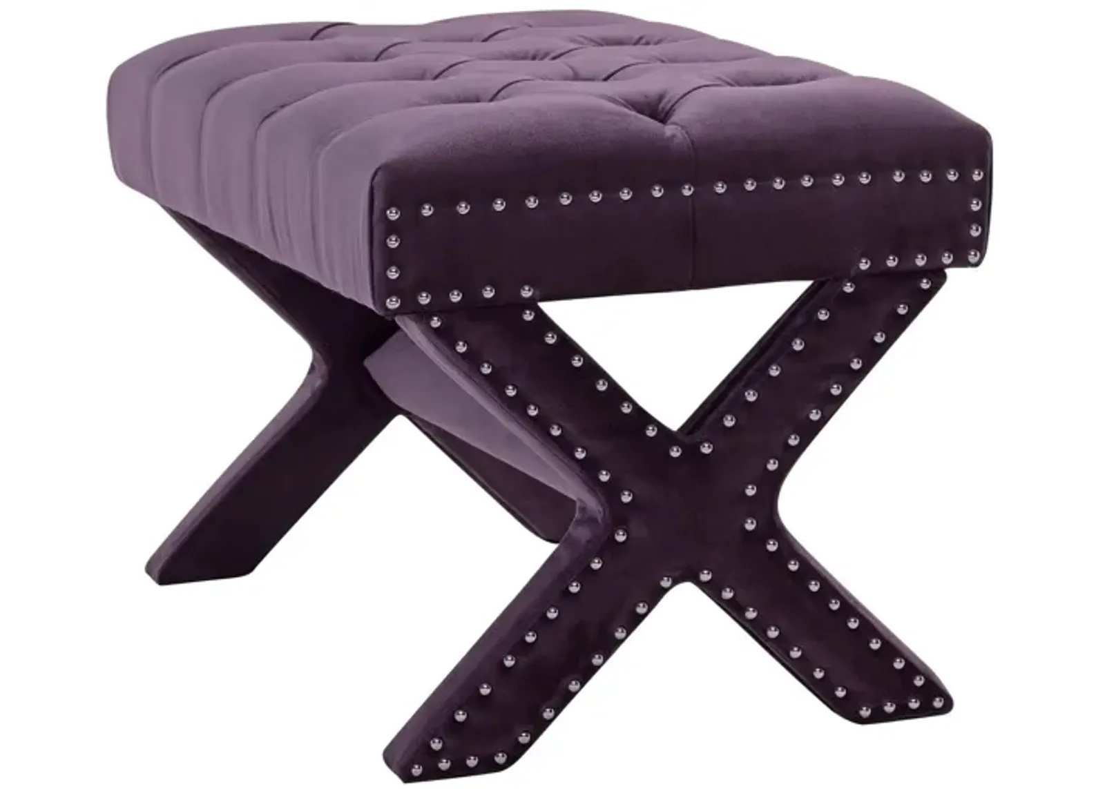 Velvet Tufted Ottoman - Plum