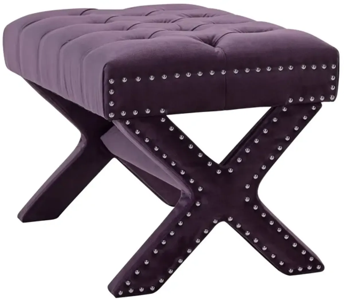 Velvet Tufted Ottoman - Plum