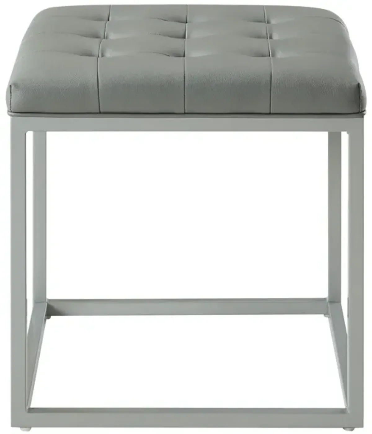 Faux Leather Cube Ottoman - Gray