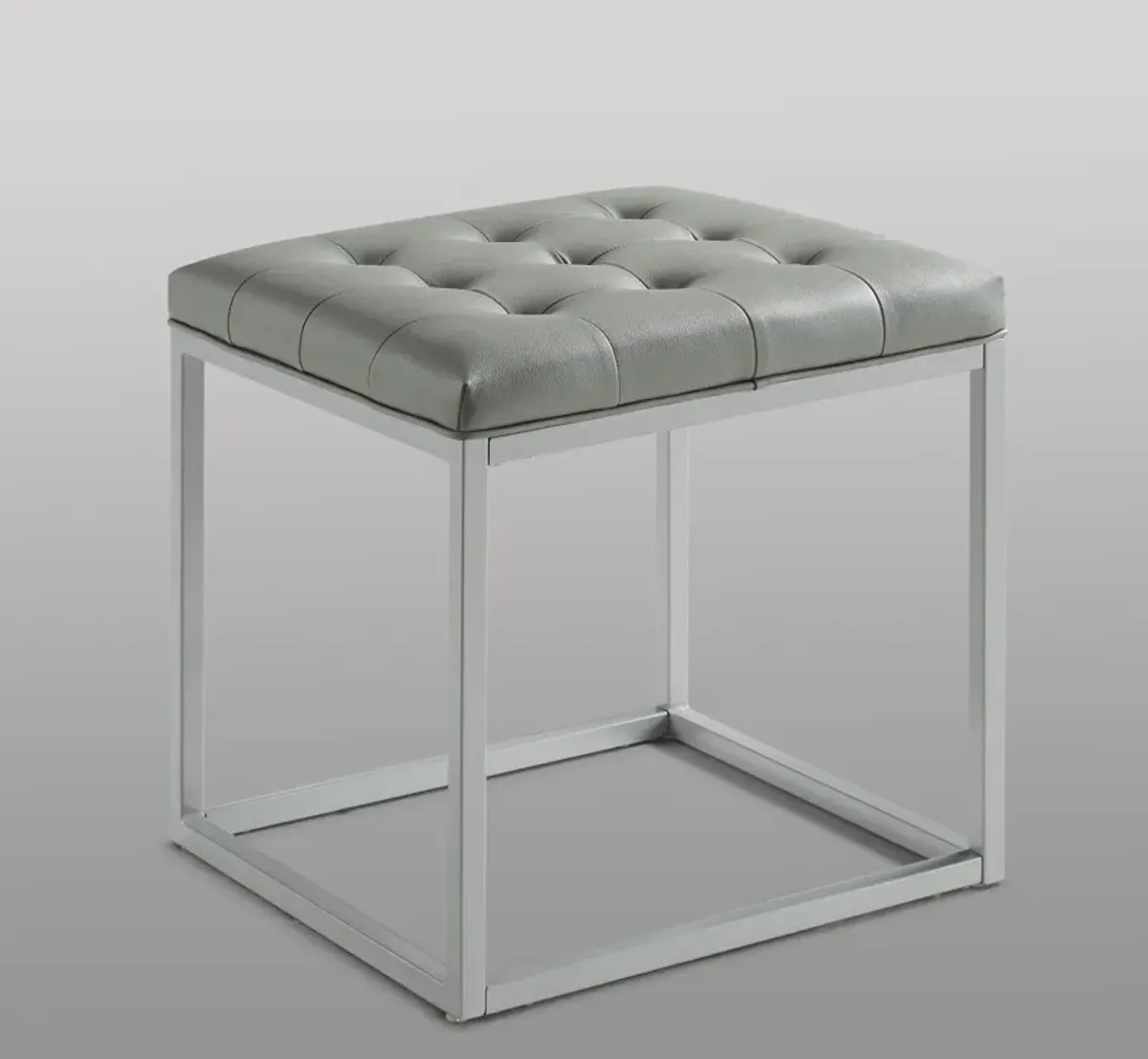 Faux Leather Cube Ottoman - Gray