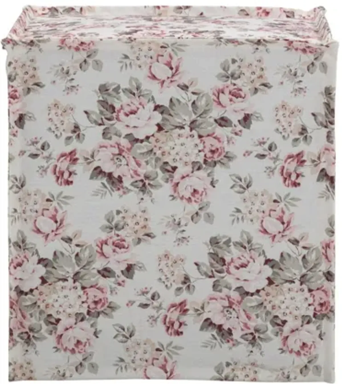 Linen Floral Ottoman - Ivory