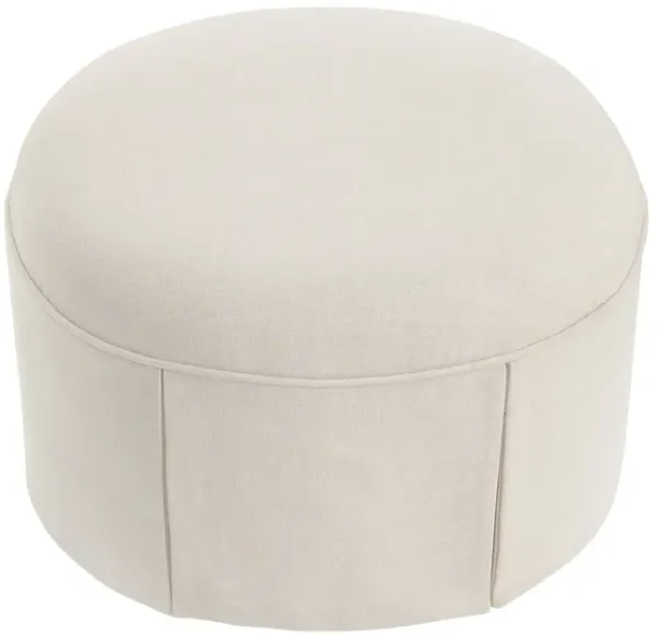 Linen Oval Ottoman - Beige