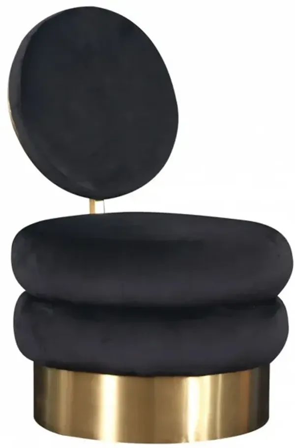 Velvet And Gold Contemporary Barrel Chair - Black