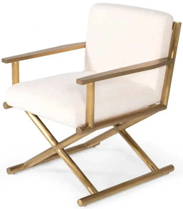 Sherpa And Gold Directors Arm Chair - White