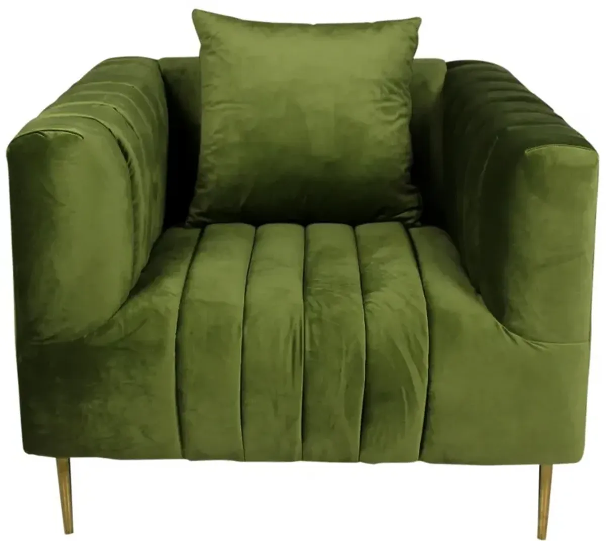 Velvet And Gold Solid Color Lounge Chair - Olive