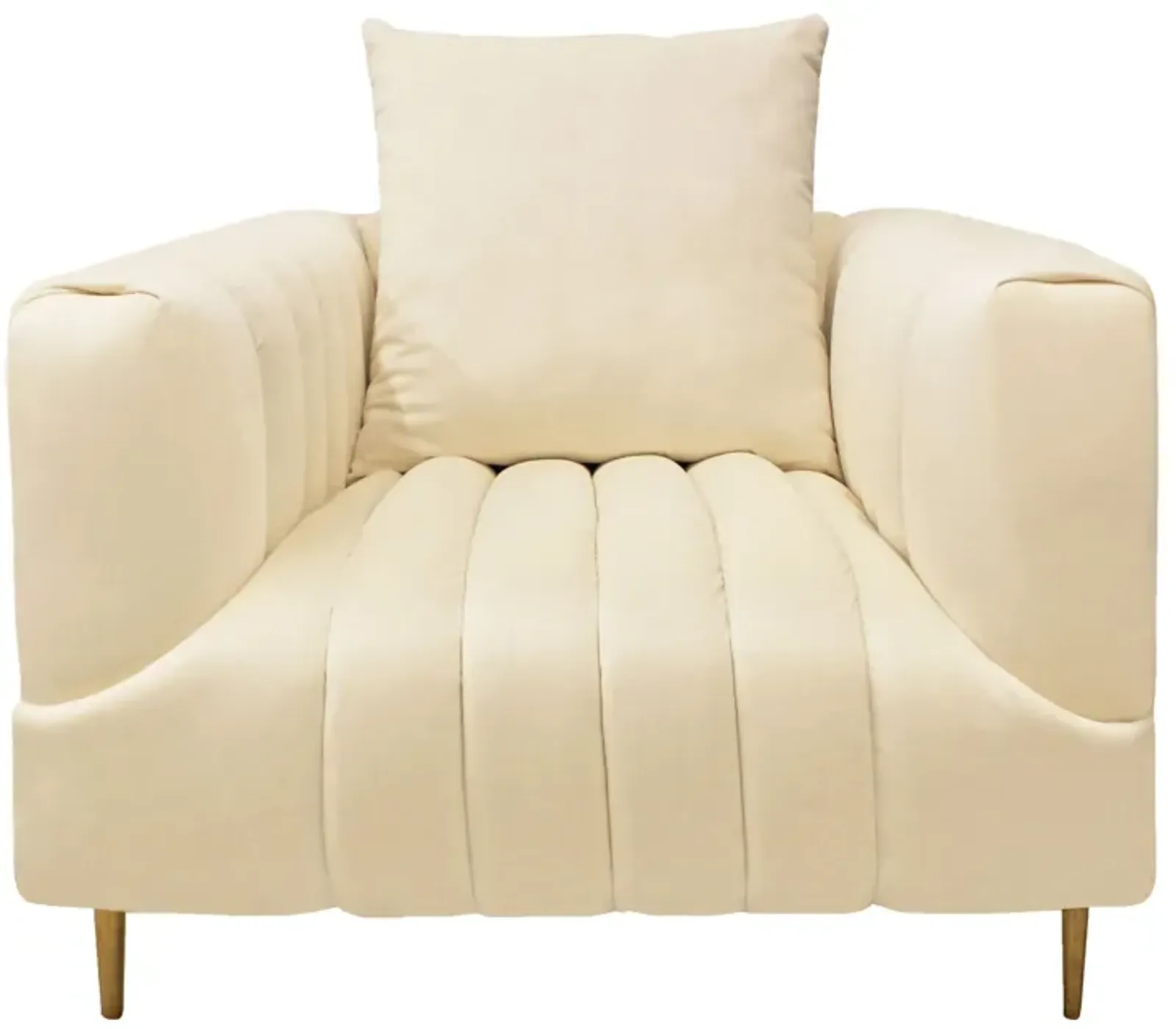 Velvet And Gold Solid Color Lounge Chair - Ivory