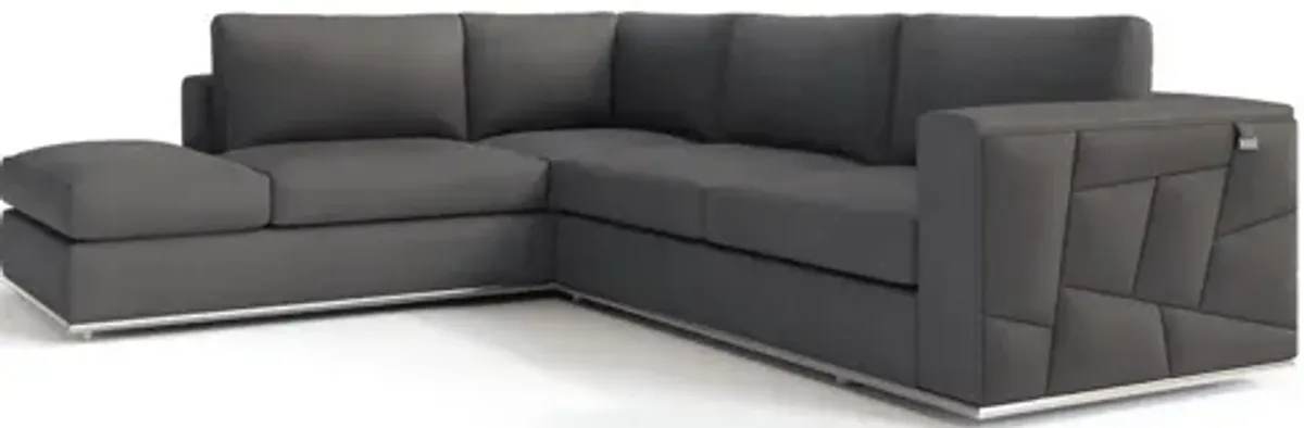 Italian Leather L Shaped Two Piece Corner Sectional - Dark Gray