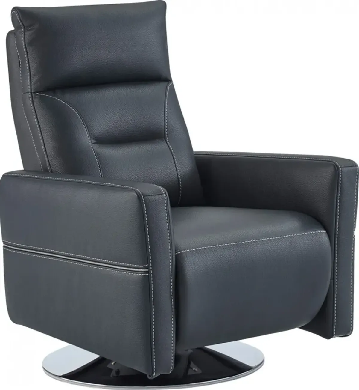 High Back Faux Leather Recliner - Dark Blue