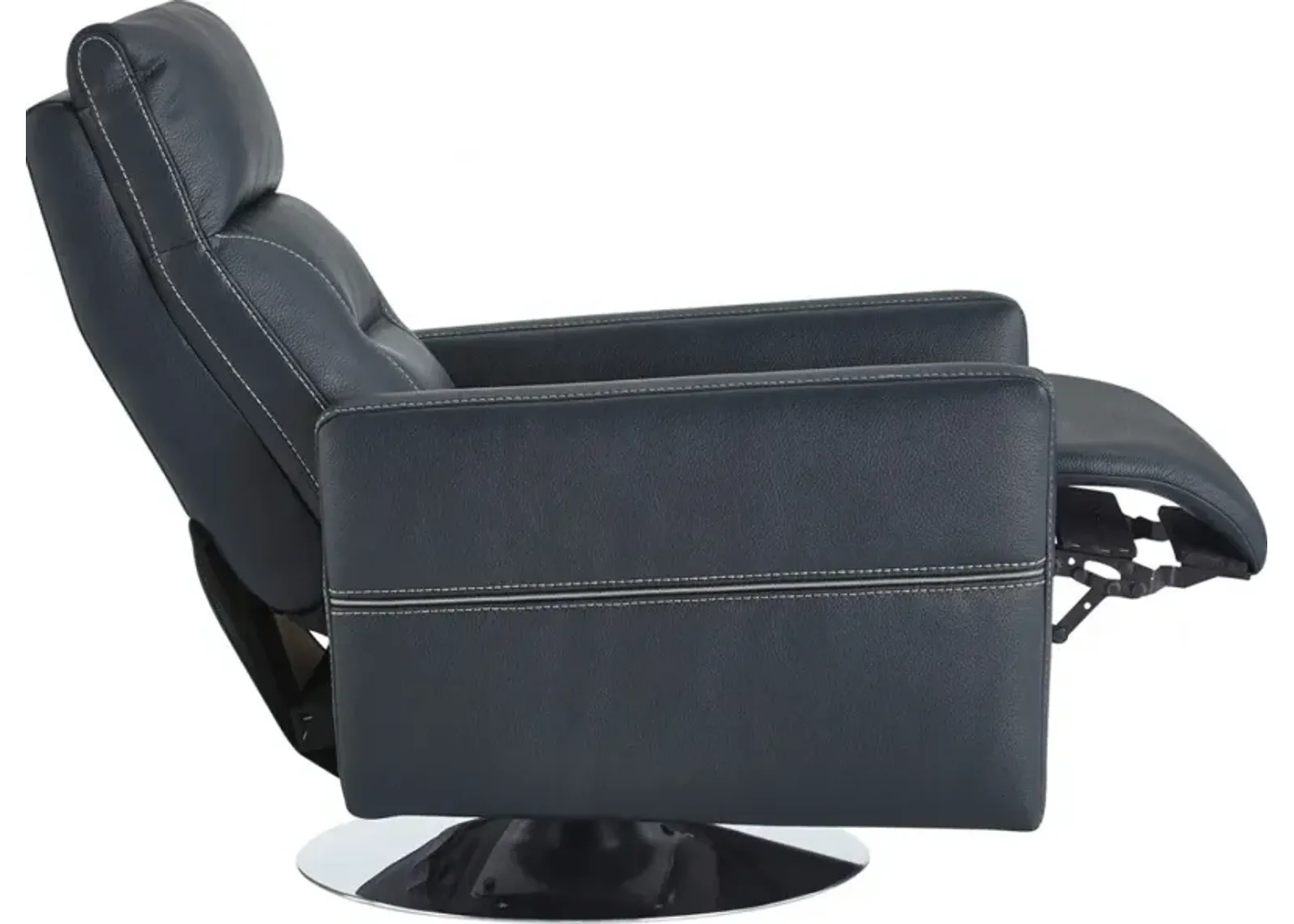 High Back Faux Leather Recliner - Dark Blue