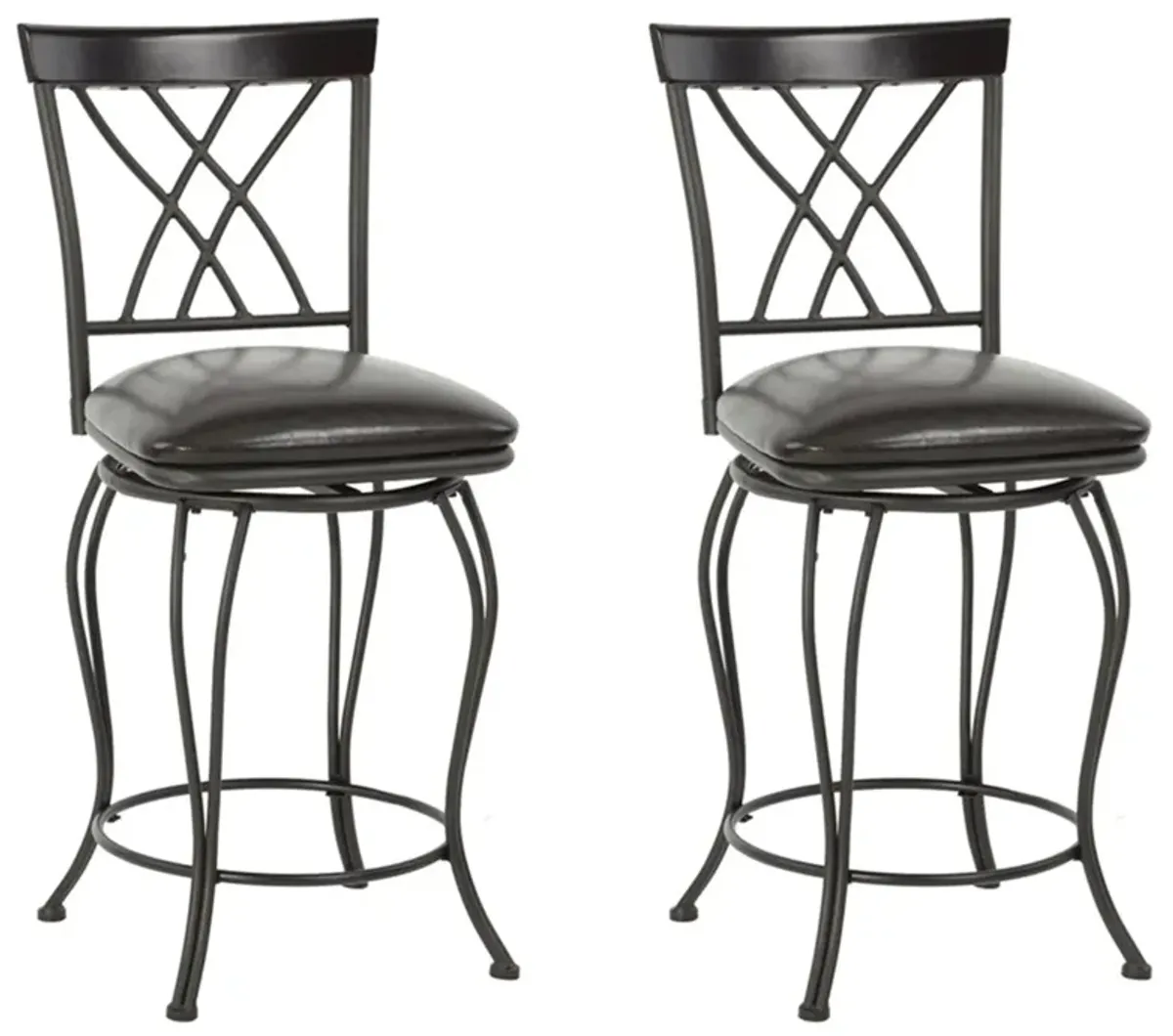 Steel Swivel Counter Height Bar Chairs (Set of 2) - Black