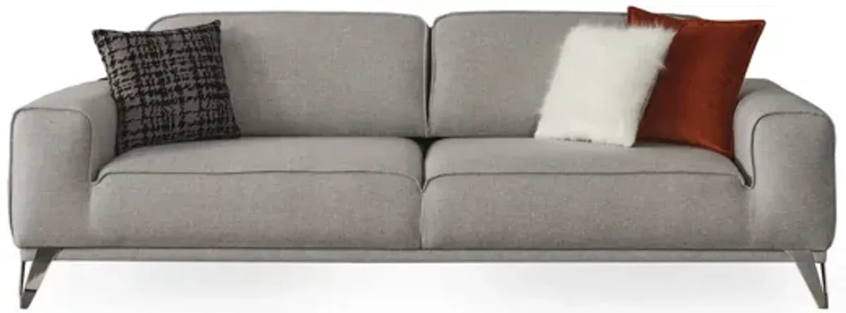 Linen Sleeper Sofa And Toss Pillows With Silver Legs - Linen