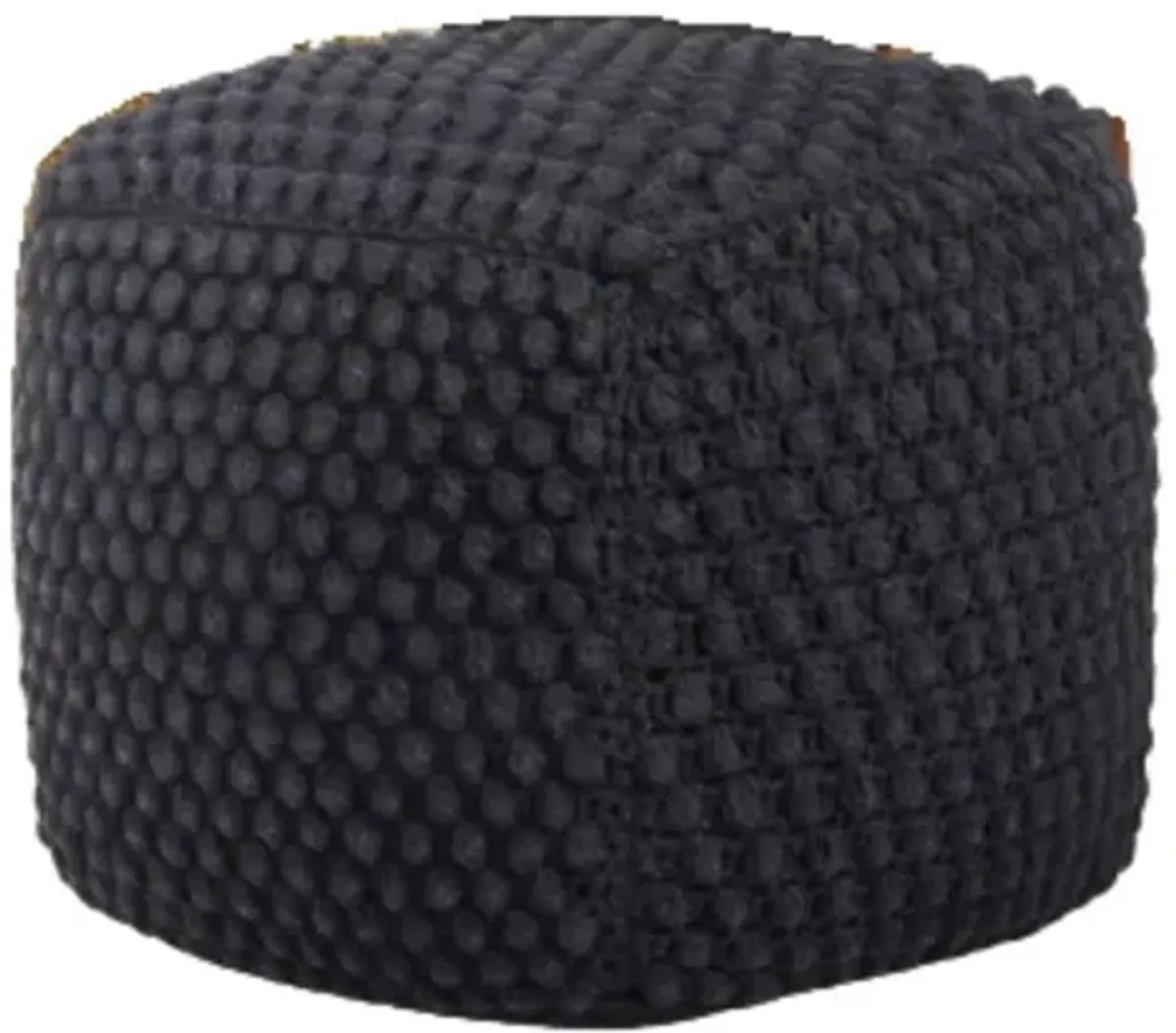 Cotton, Blend Pouf Ottoman - Black