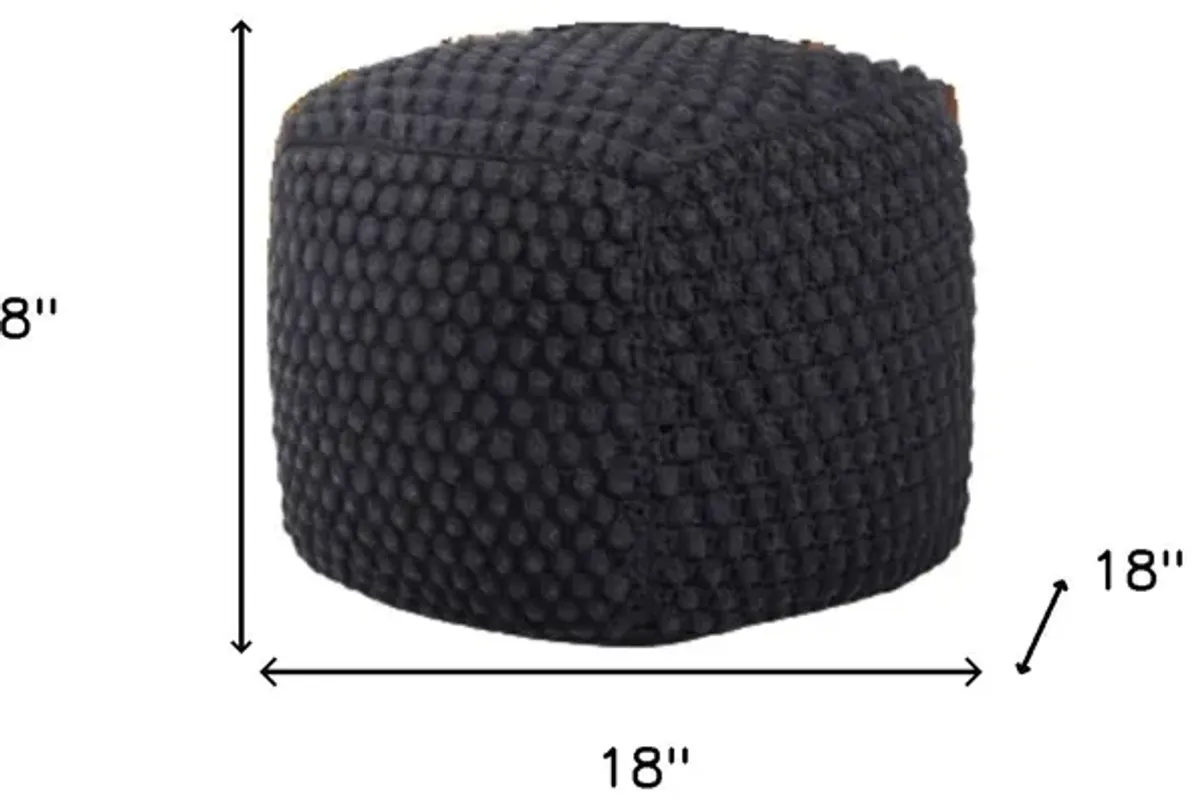 Cotton, Blend Pouf Ottoman - Black