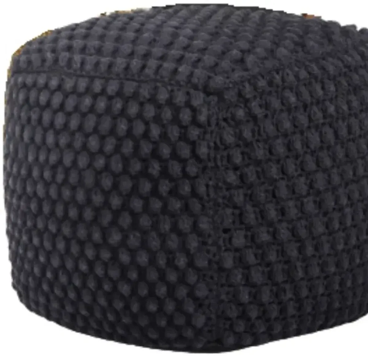 Cotton, Blend Pouf Ottoman - Black