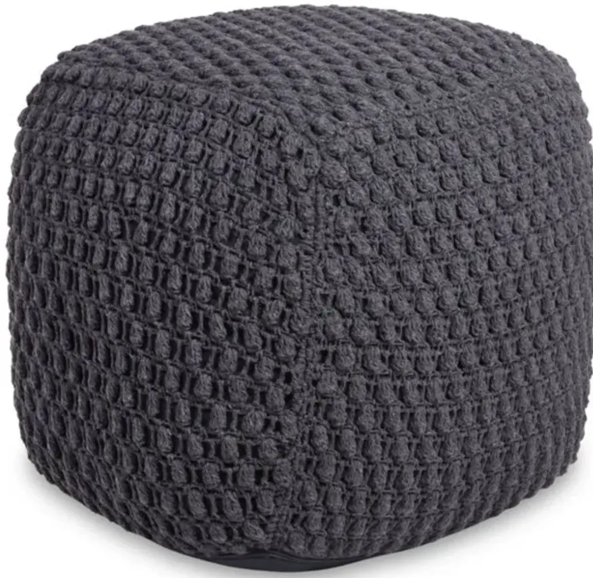 Cotton Blend Pouf Ottoman - Gray