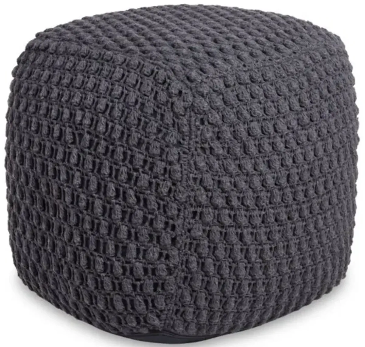 Cotton Blend Pouf Ottoman - Gray