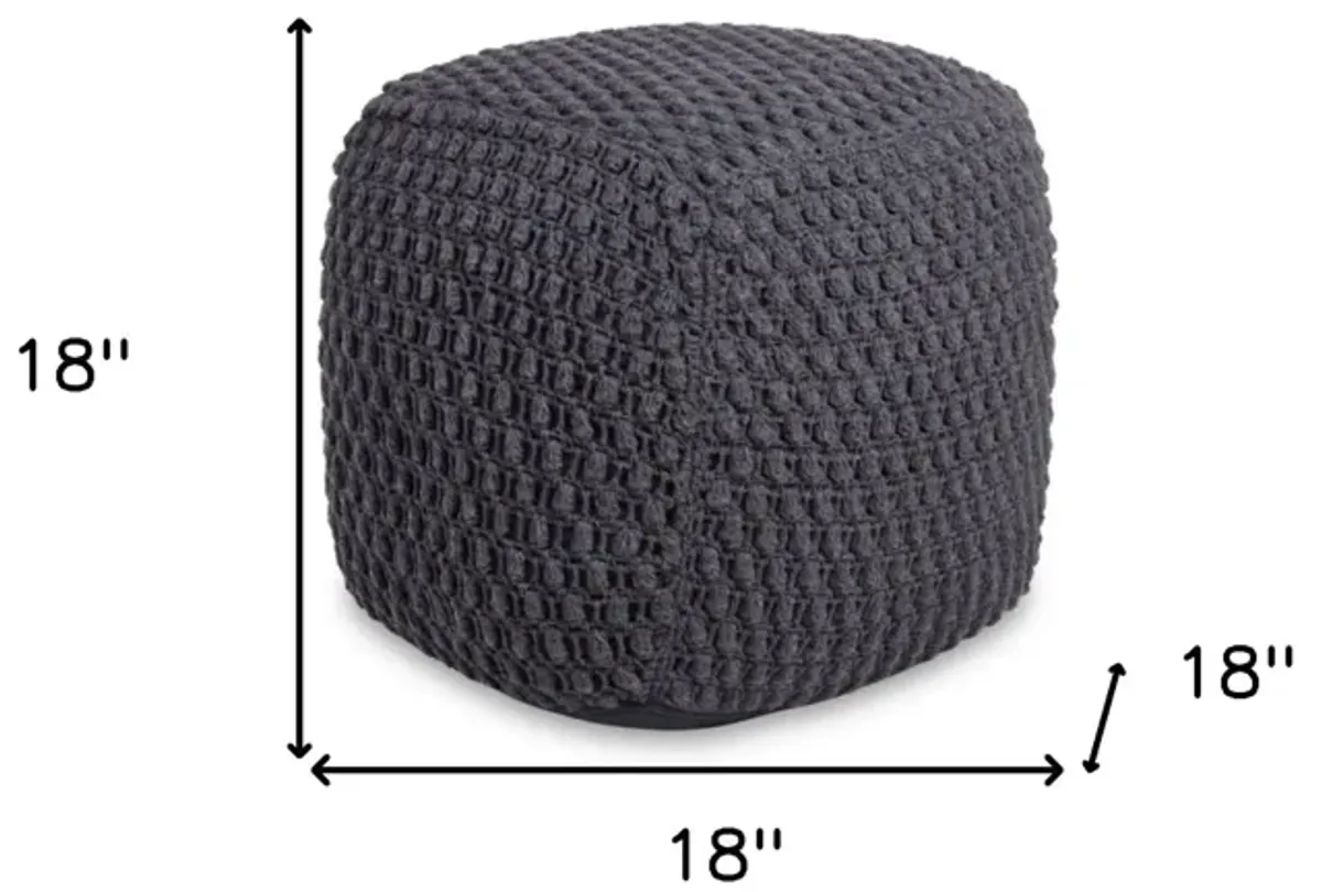 Cotton Blend Pouf Ottoman - Gray