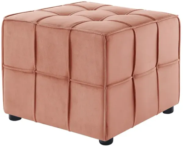 Velvet Cube Ottoman - Blush / Black