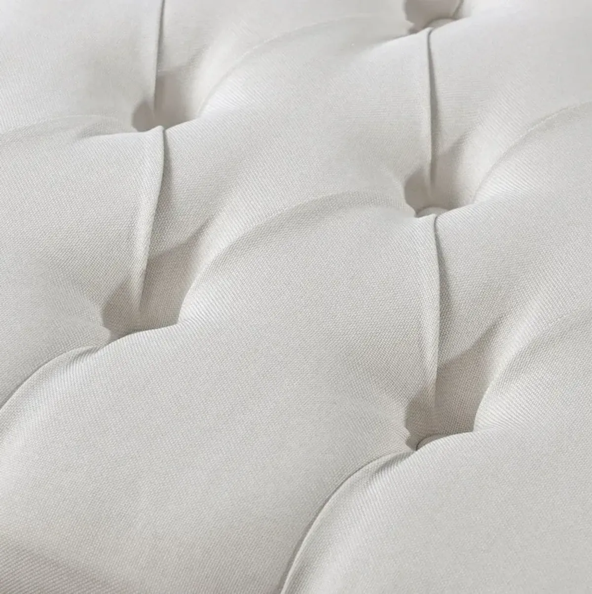 Linen Tufted Ottoman - Cream