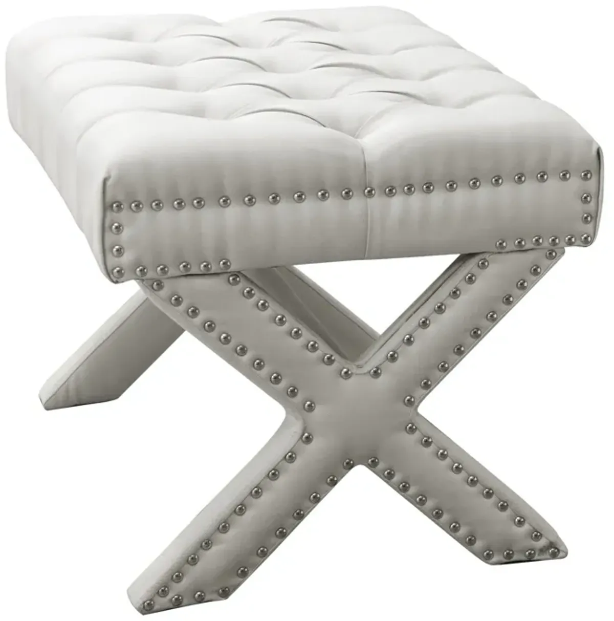 Linen Tufted Ottoman - Cream