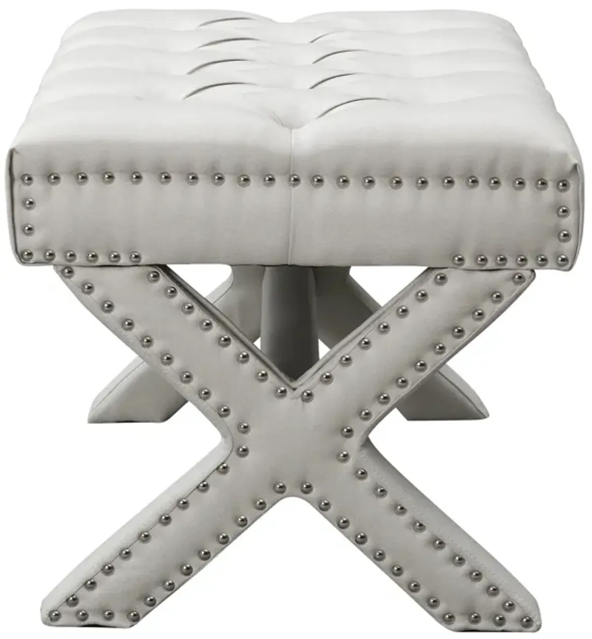 Linen Tufted Ottoman - Cream