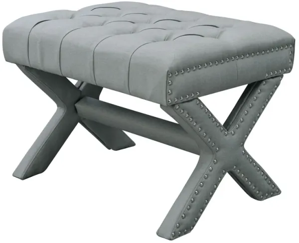 Linen Tufted Ottoman - Light Gray