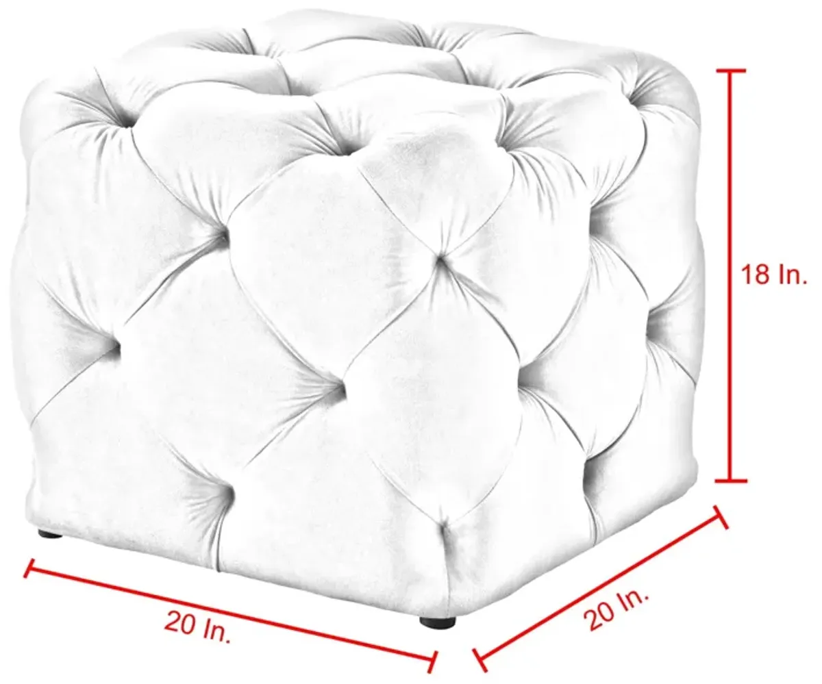 Linen Cube Ottoman - White