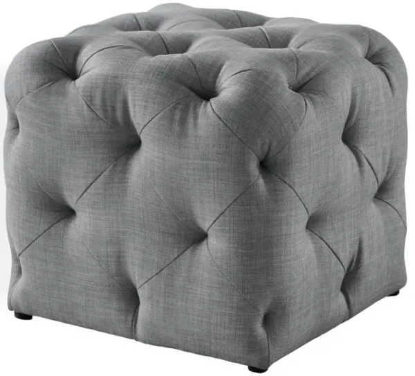 Linen Cube Ottoman - Light Gray