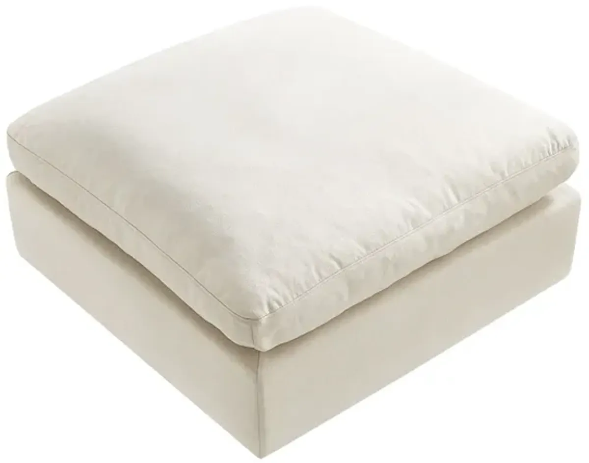 Linen Ottoman - White / Black