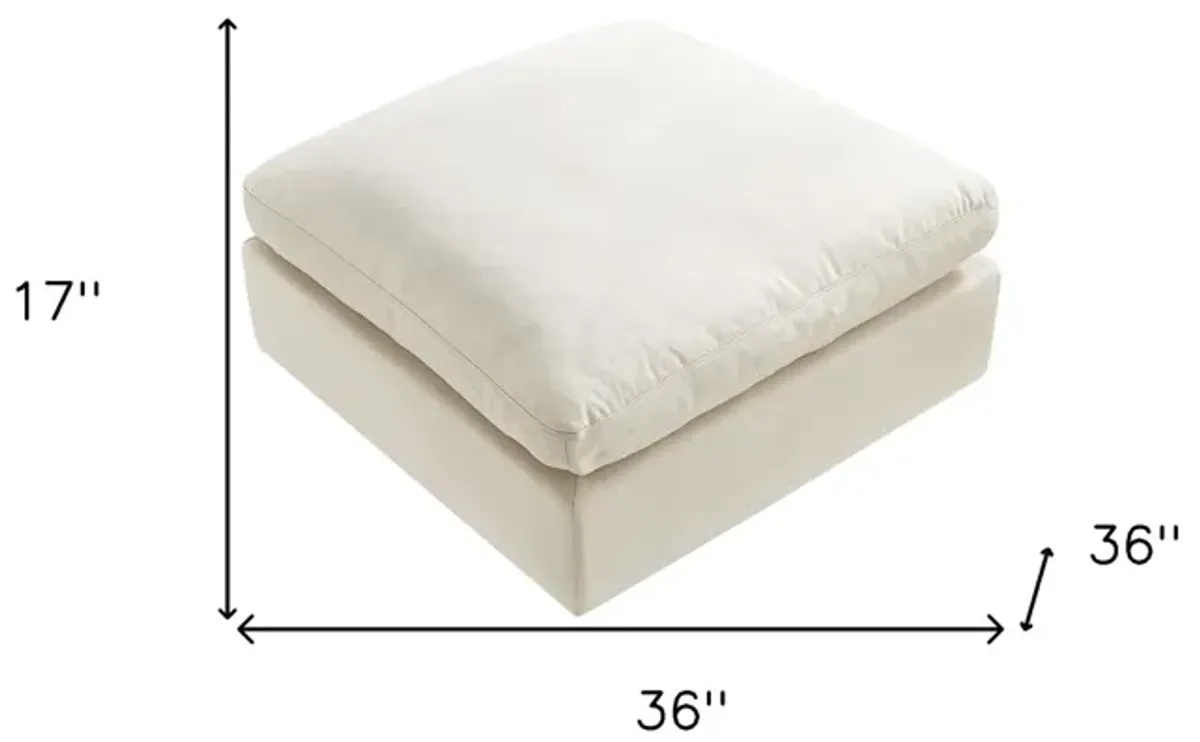 Linen Ottoman - White / Black