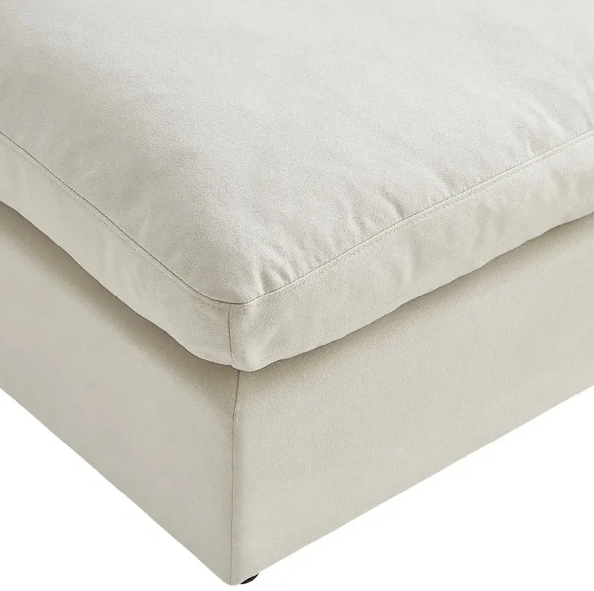 Linen Ottoman - White / Black