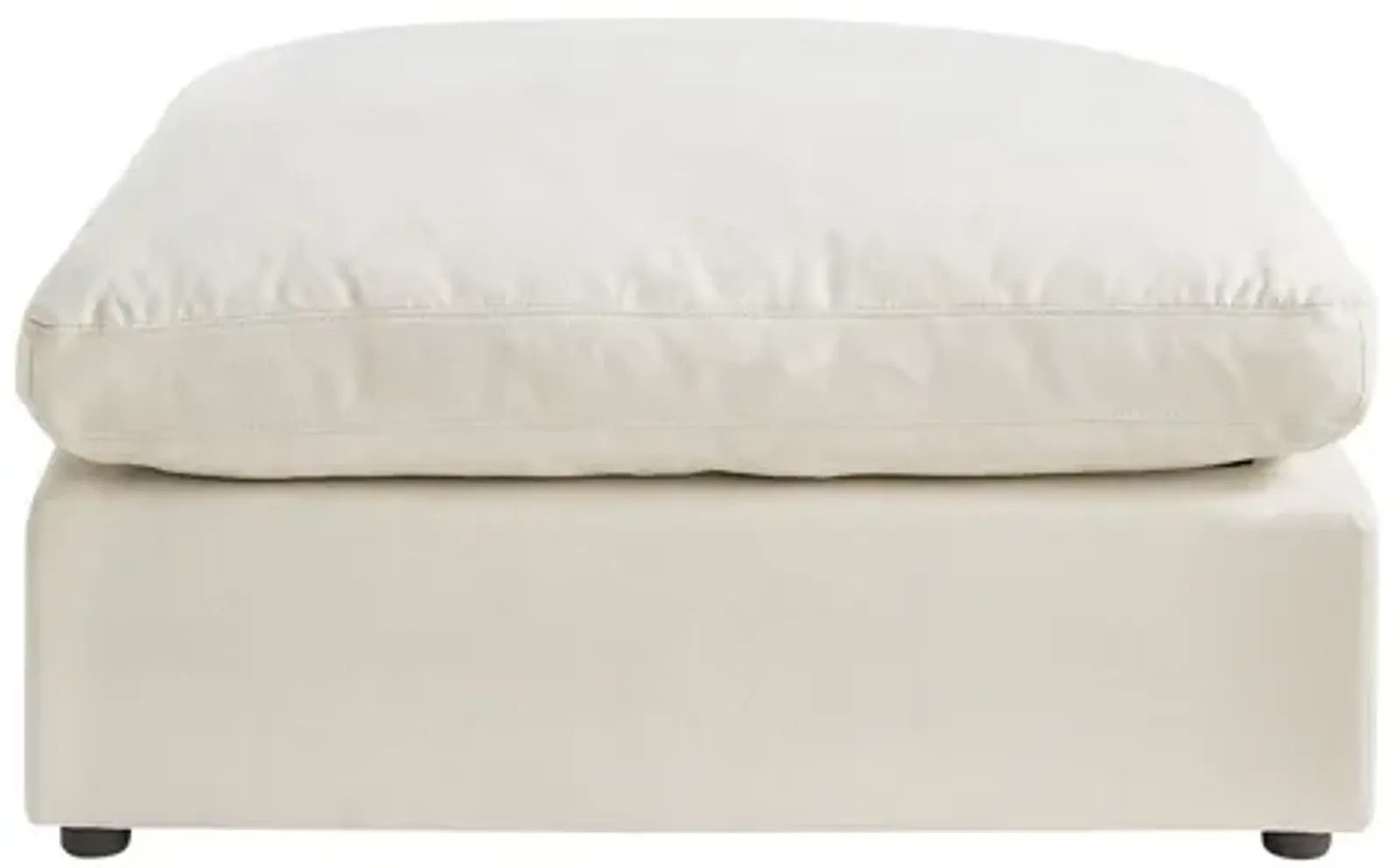 Linen Ottoman - White / Black