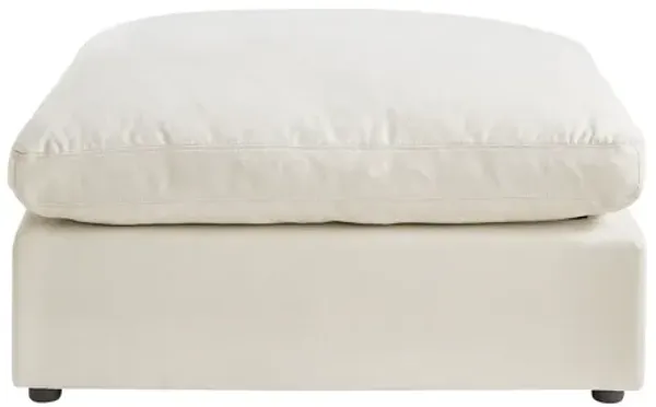 Linen Ottoman - White / Black