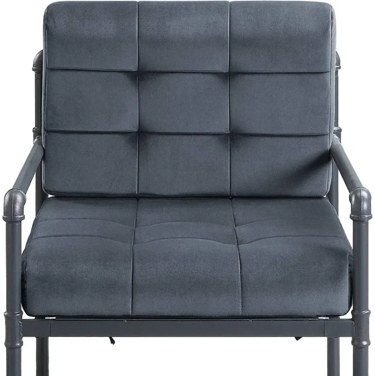 Velvet And Steel Arm Chair - Gray