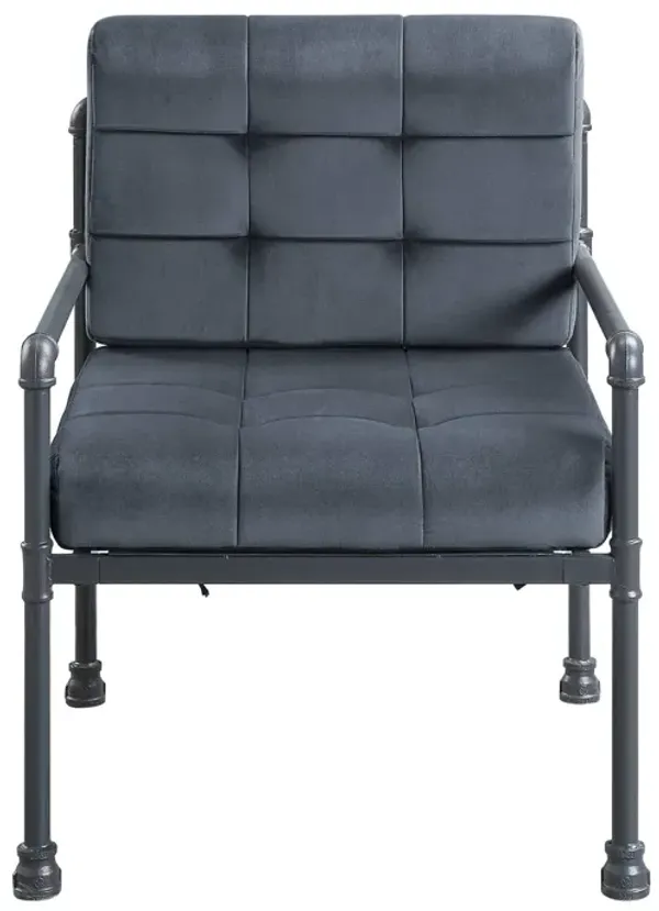 Velvet And Steel Arm Chair - Gray