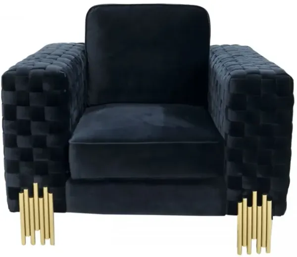 Velvet Solid Color Arm Chair - Black / Gold