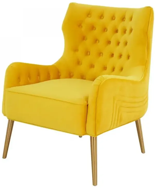 Gold Solid Color Arm Chair - Yellow Velvet And
