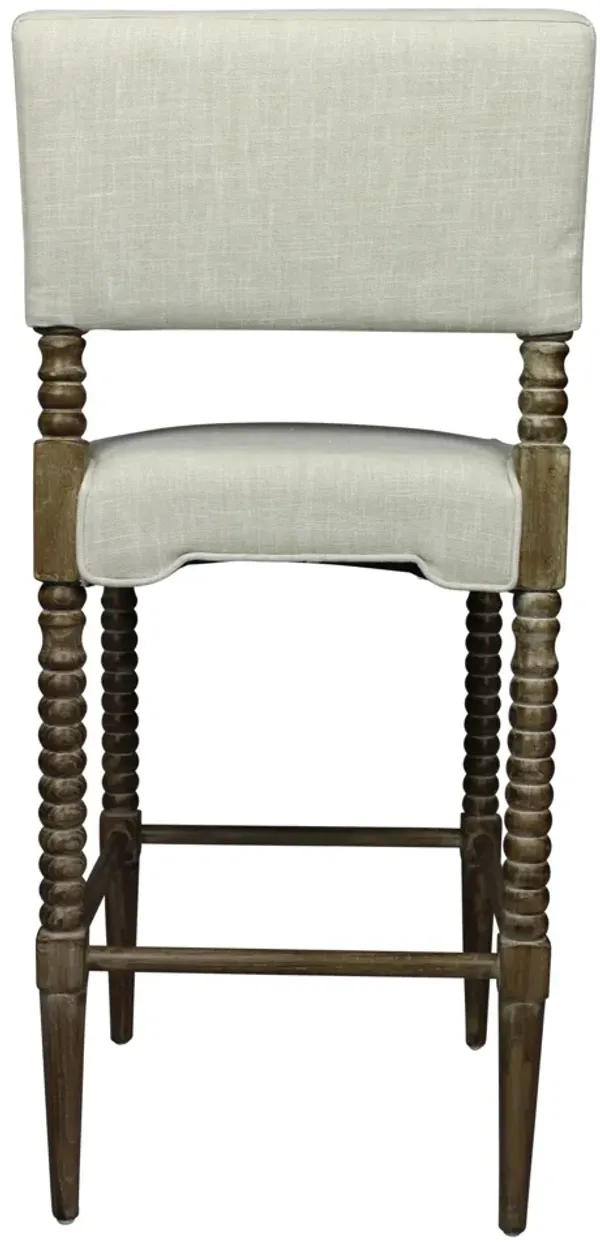 Solid Wood Bar Height Bar Chair - Off White / Brown