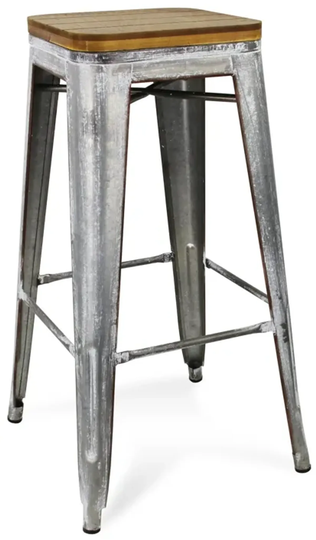 Steel Backless Bar Height Bar Chair - Brown / Gray