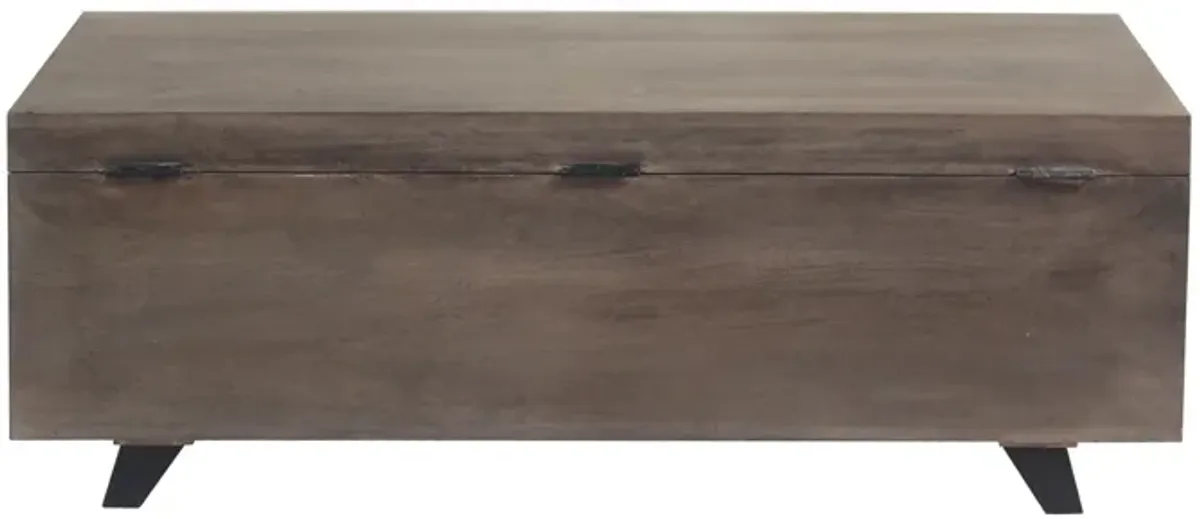 Solid Wood Entryway Bench With Flip Top - Brown / Black