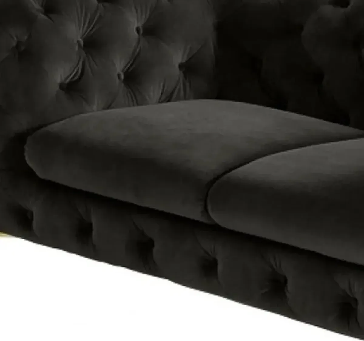 Velour Chesterfield Loveseat - Dark Gray / Gold