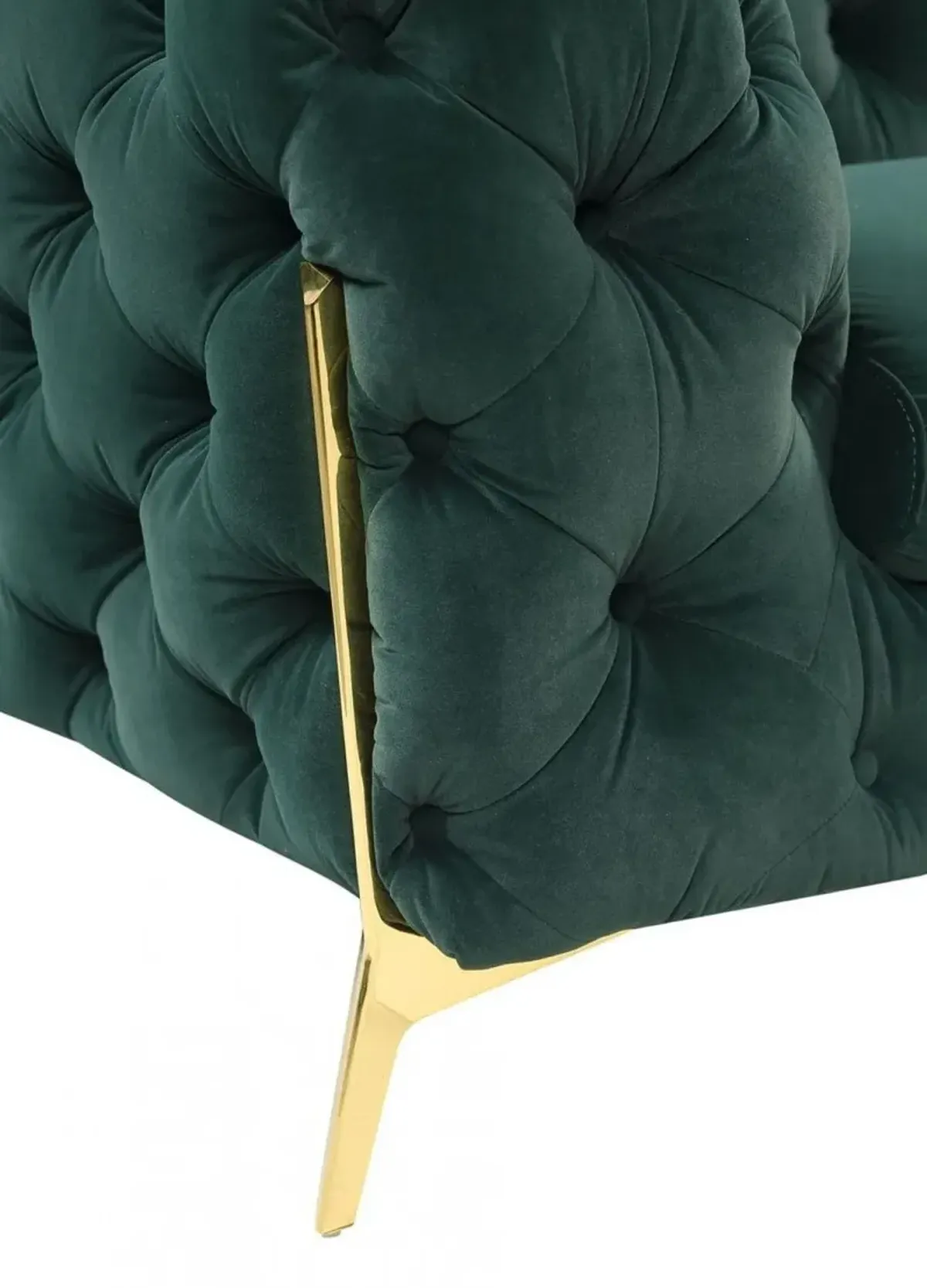 Tufted Velvet And Gold Chesterfield Love Seat - Dark Green