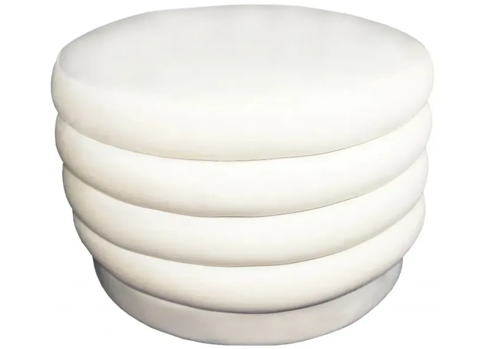 Velvet Tufted Cocktail Ottoman Round - White