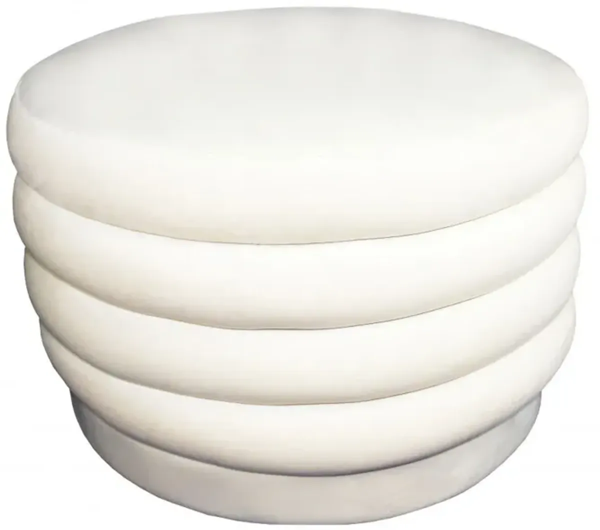 Velvet Tufted Cocktail Ottoman Round - White