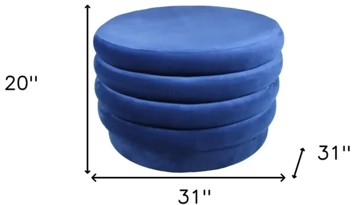 Velvet Tufted Cocktail Ottoman Round - Blue