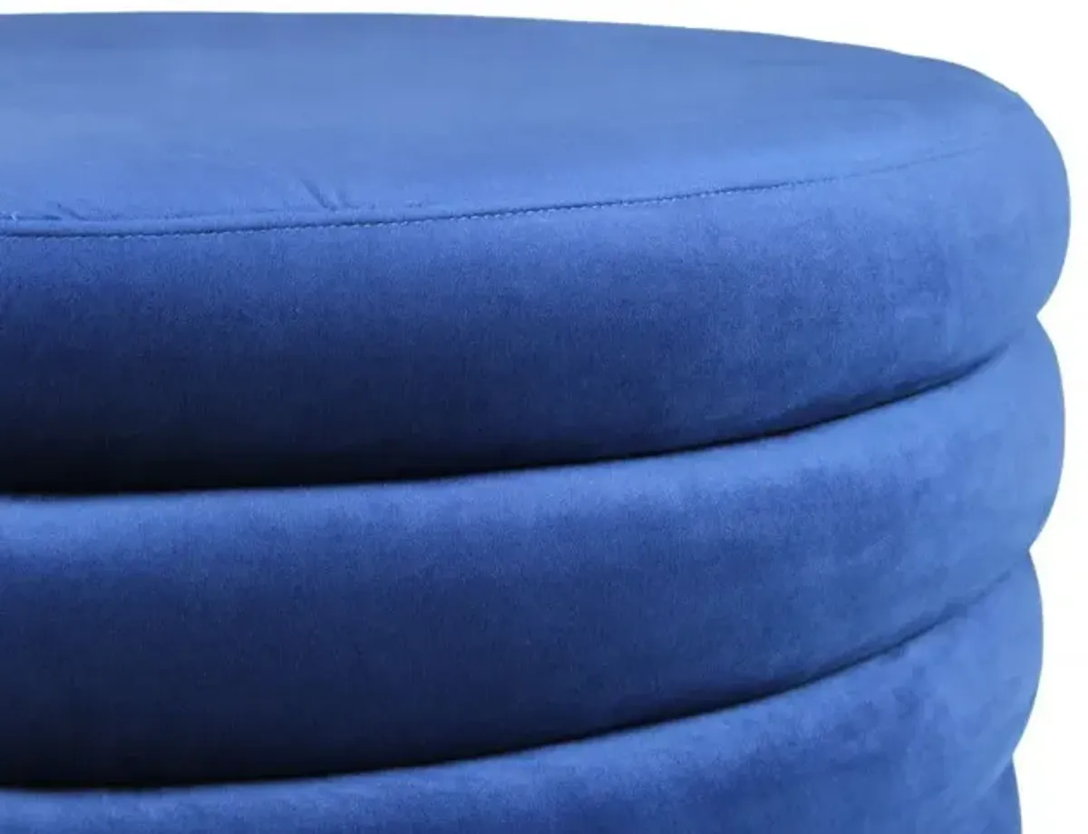 Velvet Tufted Cocktail Ottoman Round - Blue