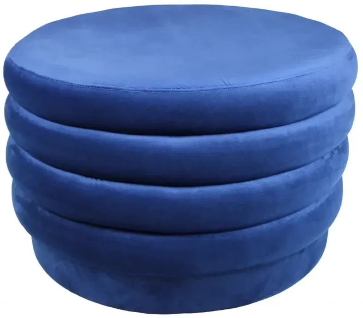 Velvet Tufted Cocktail Ottoman Round - Blue