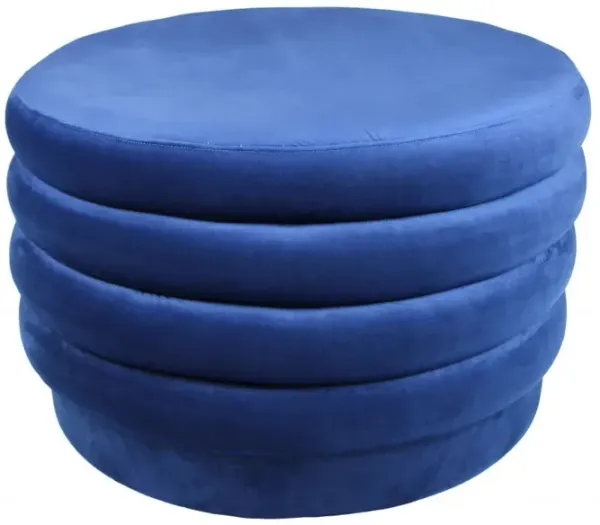 Velvet Tufted Cocktail Ottoman Round - Blue